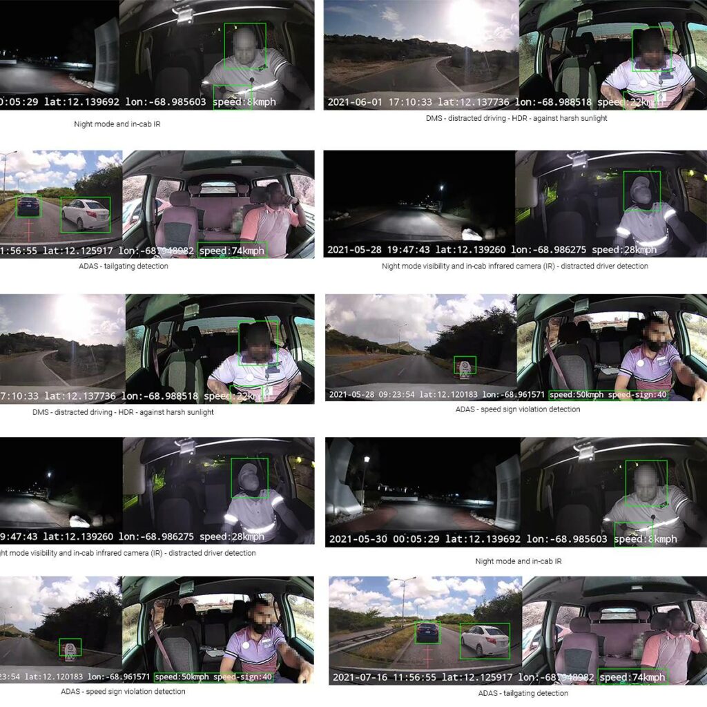 Screenshots with examples of implemented connected dashcams for fleets. 